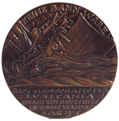 Pamětní medaile na památku torpédování parníku Lusitania, 7. květen od Karl Goetz