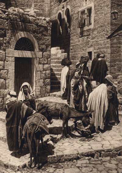Betlém, scéna z trhu (č/b foto) od Karl Grober