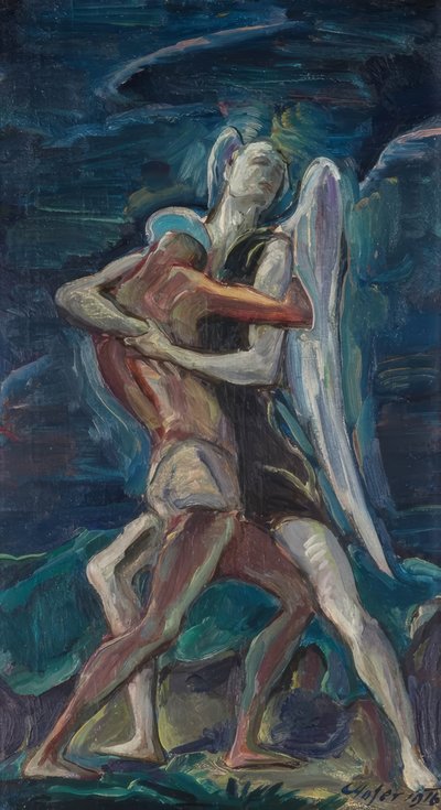 Jakub zápasí s andělem od Karl Hofer