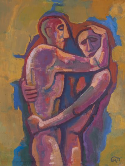 Zápasící muži od Karl Hofer