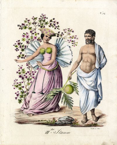 Muž a žena z kmene VIII (tisk) od Karl Joseph Brodtmann