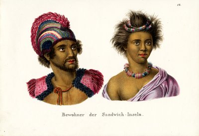Lidé na Havaji, 1824 od Karl Joseph Brodtmann