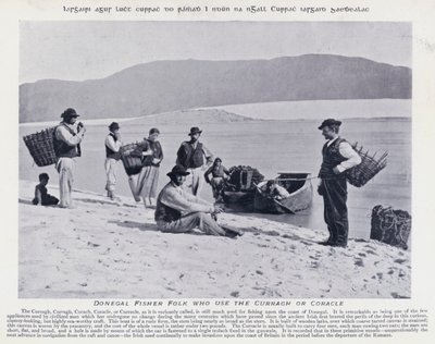 Donegal Fisher Folk, kteří používají Curragh nebo Coracle (černobílá fotografie) od Karl Karlovich Piratsky