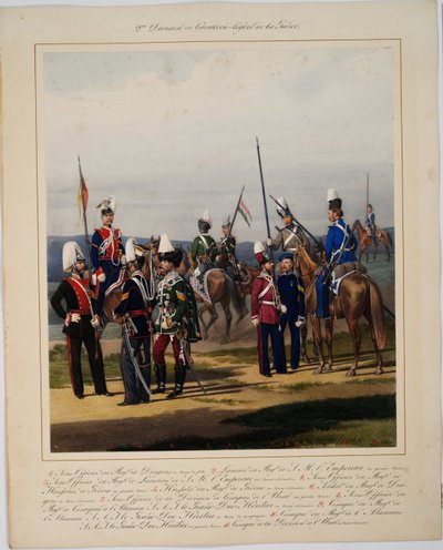 La 2eme division de la cavalerie legere - 2. gardová jízdní divize - Piratsky, Karl Karlovich (1813-1889) - 1867 - Barevná litografie - 56x45 - Soukromá sbírka od Karl Karlovich Piratsky