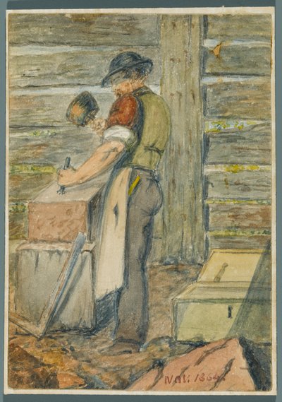 Stone Worker, 1864 (wc nad černým podkresem média) od Karl L.H. Mueller