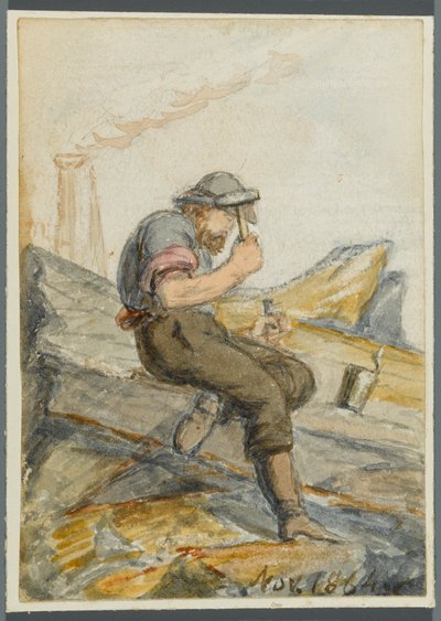 Stone Worker, 1864 (wc nad černým podkresem média) od Karl L.H. Mueller