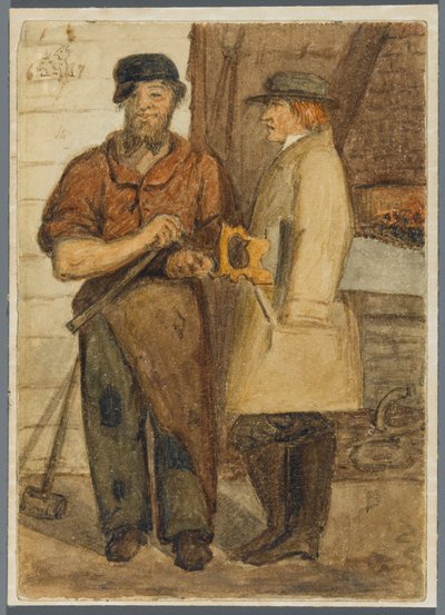 Dva Stone Workers, 1864 (wc nad černým mediálním podkresem) od Karl L.H. Mueller