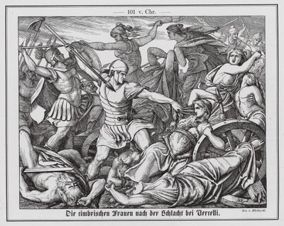 Cimbrijské ženy bojující s římskými vojáky v bitvě u Vercellae od Karl Ludwig Adolf Ehrhardt