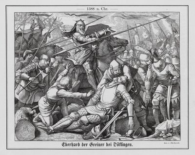 Eberhard II. hrabě württemberský v bitvě u Doffingenu od Karl Ludwig Adolf Ehrhardt