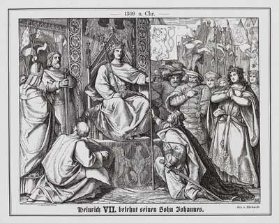 Německý král Jindřich VII. připomíná svého syna Jana Českého od Karl Ludwig Adolf Ehrhardt