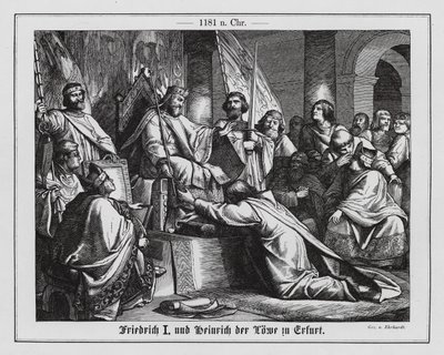 Císař Svaté říše římské Fridrich I. a saský vévoda Jindřich Lev v Erfurtu od Karl Ludwig Adolf Ehrhardt