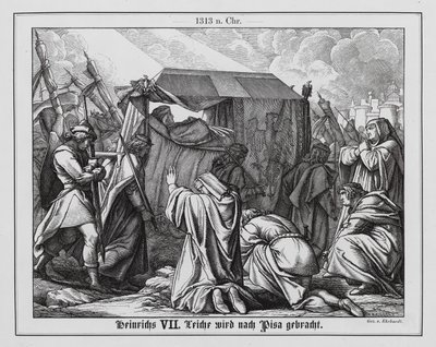 Tělo císaře Svaté říše římské Jindřicha VII. je převezeno k pohřbu do Pisy. od Karl Ludwig Adolf Ehrhardt