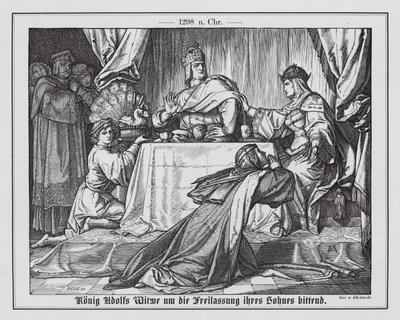 Vdova po králi Adolfovi z Nassau žádá o propuštění svého syna. od Karl Ludwig Adolf Ehrhardt