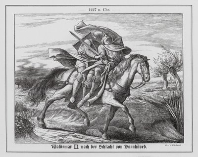 Valdemar II., dánský král, po bitvě u Bornhovedu od Karl Ludwig Adolf Ehrhardt