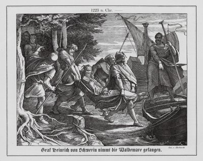 Valdemar II. dánský zajat Jindřichem I. hrabětem ze Schwerinu od Karl Ludwig Adolf Ehrhardt