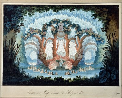 Přípravná výzdoba pro operu „Gromoboi“ od Alexeje Verstovského (1799-1862) (scéna k opeře „Chor Valley“ od A. Verstovského). Dílo Karla Ossipoviče Braun l