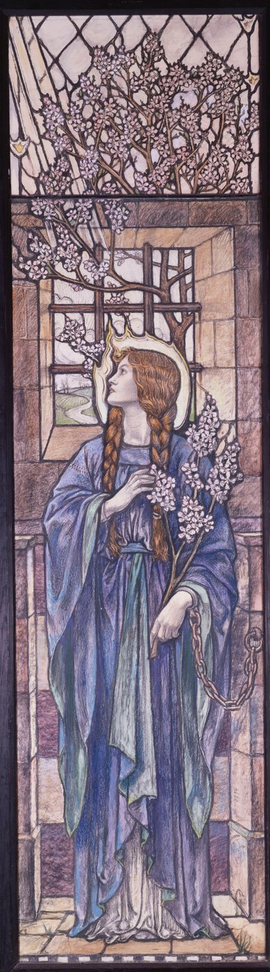 Hope: Design pro barevné sklo v All Saints Church, Eastchurch, Isle of Sheppey, kolem roku 1912 (černé a barevné křídy, akvarel a tělová barva) od Karl Parsons
