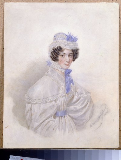 Portrét Anny Borisovny Bakuninové (1802-1835). Dílo Karla Pavloviče Briullova (Briullova) (1799-1852), akvarel na papíře od Karl Pavlovich Bryullov