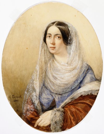 Portrét mladé dámy, 1841. od Karl Pavlovich Bryullov