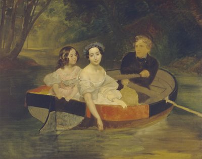 Autoportrét s baronkou Jekaterinou Meller-Zakomelskou a její dcerou na lodi, 1833-1835 od Karl Pavlovich Bryullov