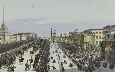 Veřejné veselí na náměstí Admirality v Petrohradě, první polovina 19. stol. od Karl Petrovich Beggrov