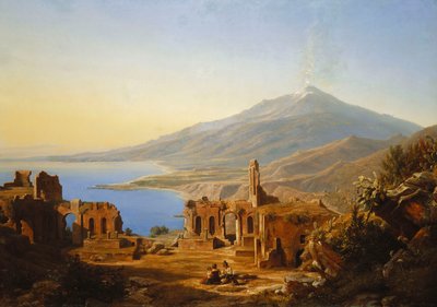 Teatro Greco, Taormina, s Etnou za ní, 1852 od Karl Robert Kummer