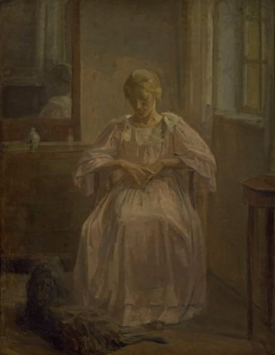 Mladá dívka, Sophie Lofthus, se psem od Karl Schou