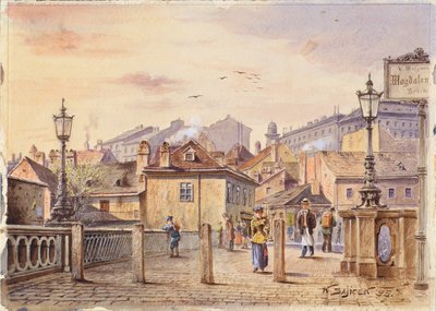 Most Magdalenen přes řeku Wien od Karl Wenzel Zajicek
