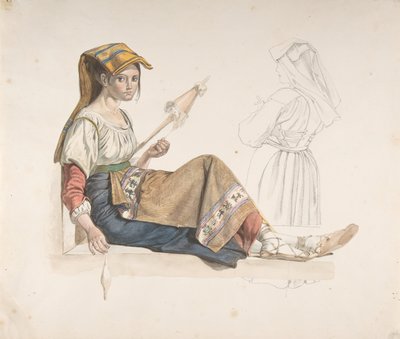 Neapolská žena recto, Studie pro interiér verso, konec 18.-19. století. od Karl Wilhelm Freiherr von Heideck