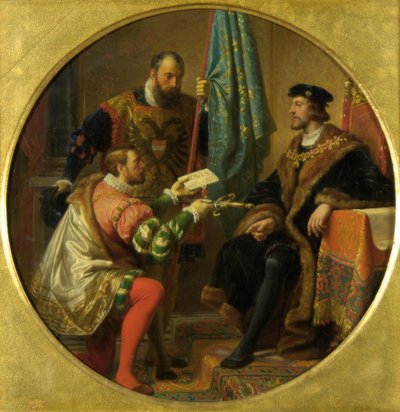 Císař Karel V. a král František I. v Pavii 1525 od Karl von Blaas