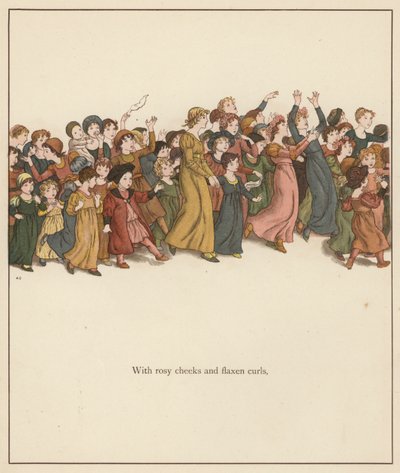 Ilustrace Kate Greenaway pro Krysař z Hamelnu od Roberta Browninga (barevné lito) od Kate (after) Greenaway