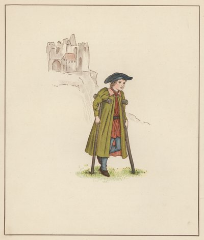 Ilustrace Kate Greenaway pro Krysař z Hamelnu od Roberta Browninga (barevné lito) od Kate (after) Greenaway