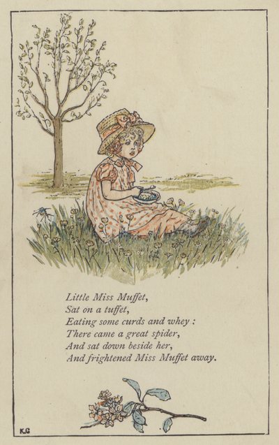 Little Miss Muffet (barva lito) od Kate (after) Greenaway