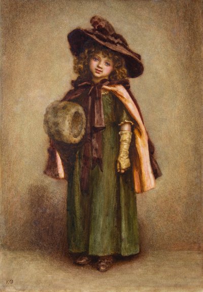 Děvčátko s mufkou (akvarel) od Kate Greenaway
