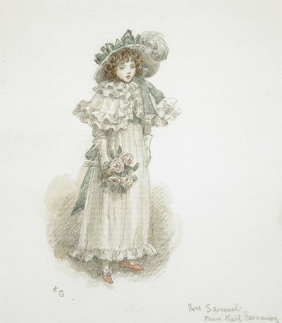 Studie plně oblečené malé dívky od Kate Greenaway