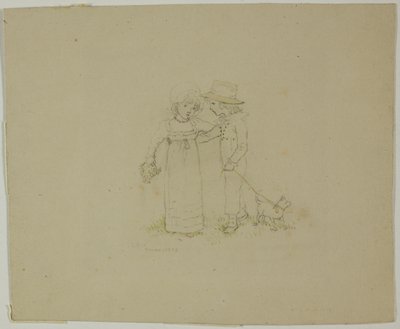 Dvě děti se psem od Kate Greenaway
