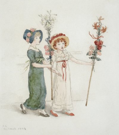 Dvě děti s holemi od Kate Greenaway