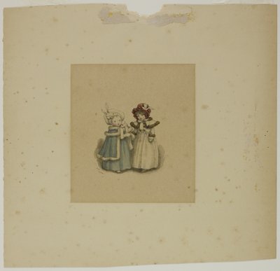 Dvě malé holčičky v kožešinových kabátech od Kate Greenaway
