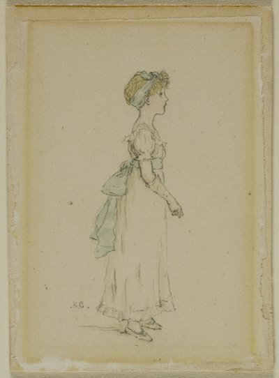 Mladá dívka s modrými stuhami od Kate Greenaway