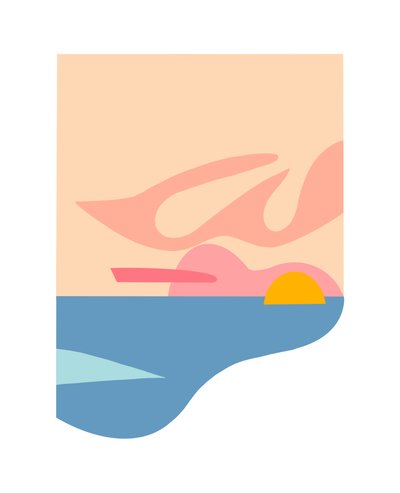 Korálové nebe, 2023 (digitální ilustrace z původní koláže na papíře) od Kathy Dunaway