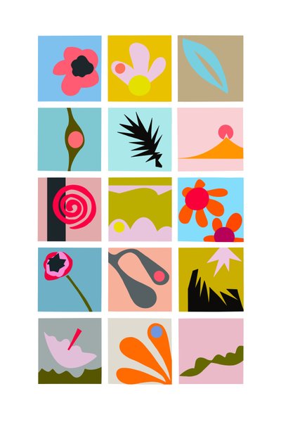 Vystřihovací mřížka, 2023 (digitální ilustrace z původní koláže na papíře) od Kathy Dunaway