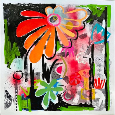 rebel bloom, 2025 (kombinovaná technika na papíře) od Kathy Dunaway