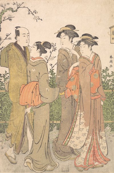 Skupina tří žen v doprovodu sluhy, 1780-1795. od Katsukawa Shuncho