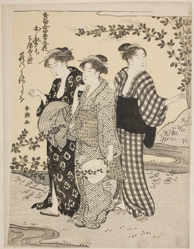 Bush Clovers in Summer, ze série „Nejlepší ódy na květiny čtyř ročních období (Shuku awase, shiki no hana)“ od Katsukawa Shuncho