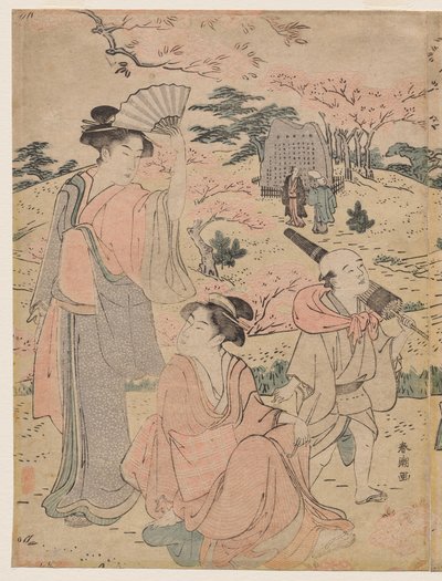 Ženy prohlížení Cherry Blossoms v Asukayama od Katsukawa Shuncho