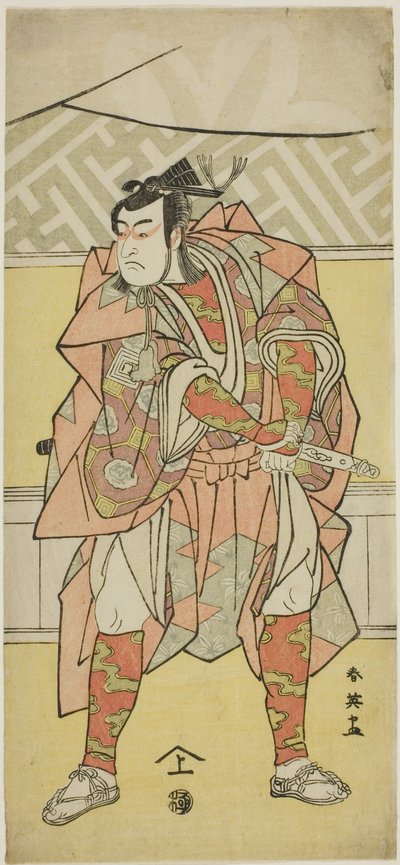 Herec Ičikawa Monnosuke II jako Mori no Rammaru ve filmu "Kronika Muromačó v písmu Kana" ("Kanagaki Muromachi bundan") od Katsukawa Shun