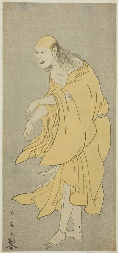 Onoe Matsusuke I jako duch bojovníka Ki no Natora ve filmu Kiku no En Mukashi no Miyako. od Katsukawa Shun