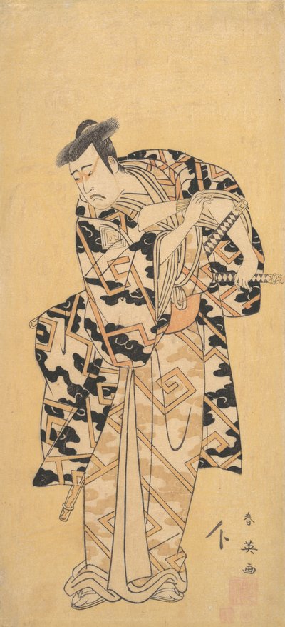 Herec Ichikawa Yaozo III jako Fuwa Banzaemon v hromovém rouchu, hraní s ventilátorem, 1794. od Katsukawa Shun
