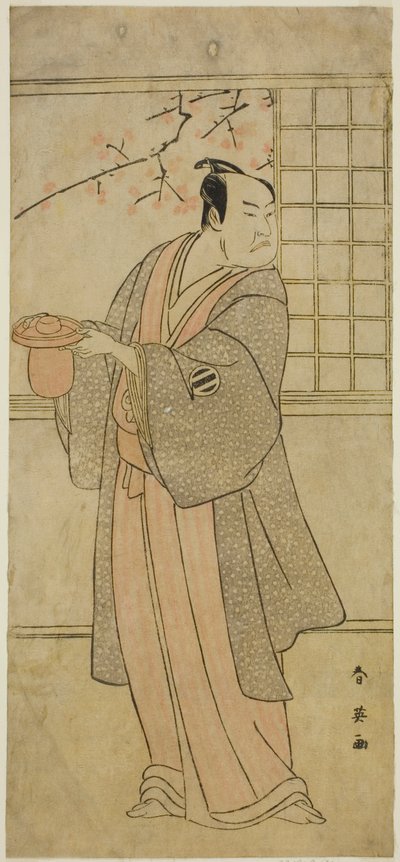 Herec Kataoka Nizaemon VII jako Yoshidaya Kizaemon ve hře Edo Sunago Kichirei Soga, hrané v divadle Miyako v prvním měsíci roku 1795 od Katsukawa Shun