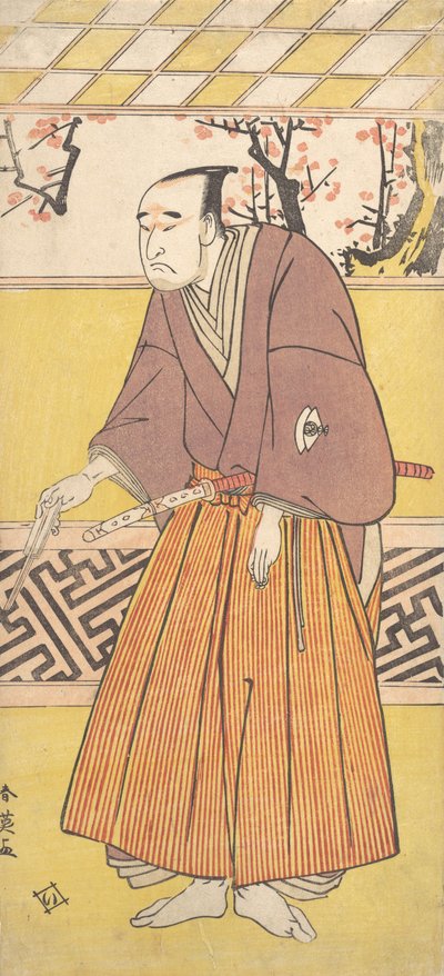 Herec Onoye Matsusuke I, jako muž držící v pravé ruce zavřený ventilátor, ca. 1780. od Katsukawa Shun